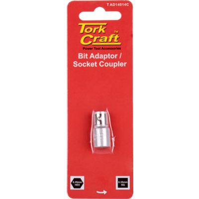 Socket Adaptor Coupler 1/4'f Sq X 1/4'f Hex Carded